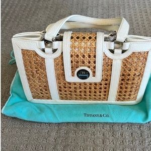 NWT Tiffany wicker purse with white leather